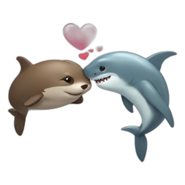 Otter and shark in love sticker