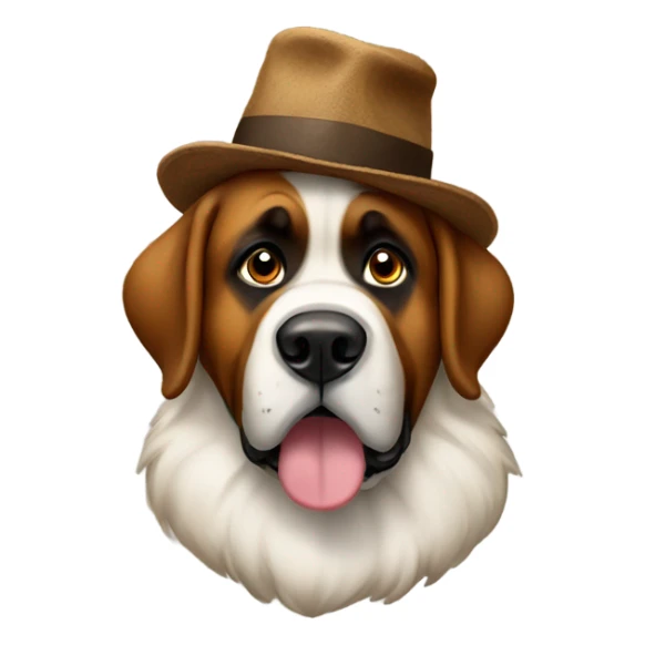 A St. Bernard dog ￼ wearing a hat, but the hat is poop. ￼ sticker