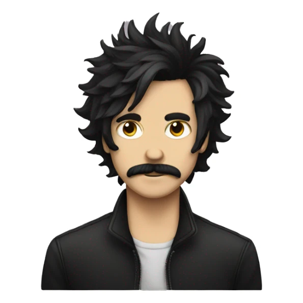 emo boy with shaggy hair and moustache sticker