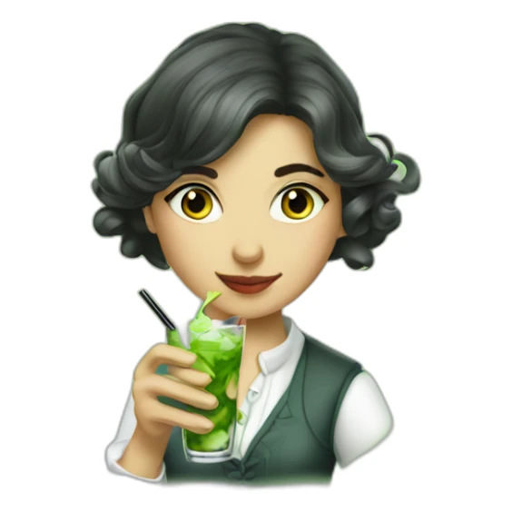 argentine girl sherlock holmes drinking mojito sticker