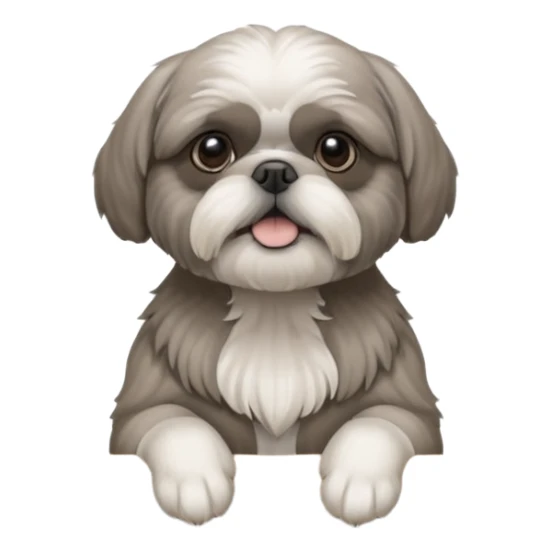 cute all grey shih tzuh behind window shades pulling them open with one paw and peeking through them sticker