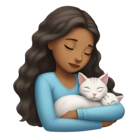 Girl and cat sleeping sticker