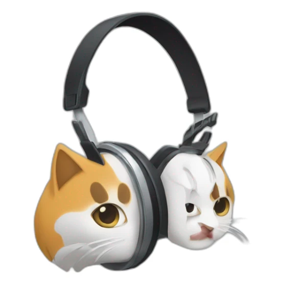 Casque de musique avec des oreilles de chat dessus sticker