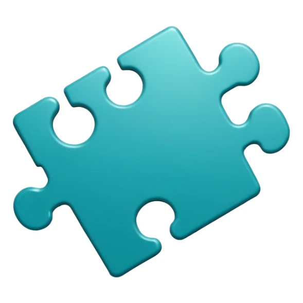 puzzle piece emoji, classic jigsaw shape, teal sticker