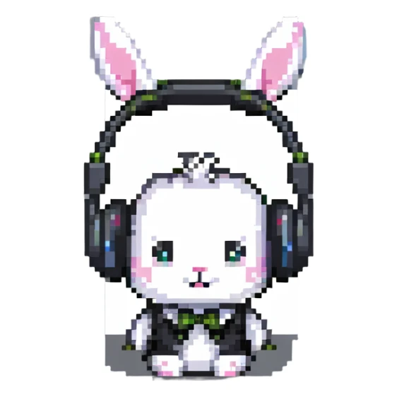 headphones with bunny ears, gaming accessories sticker
