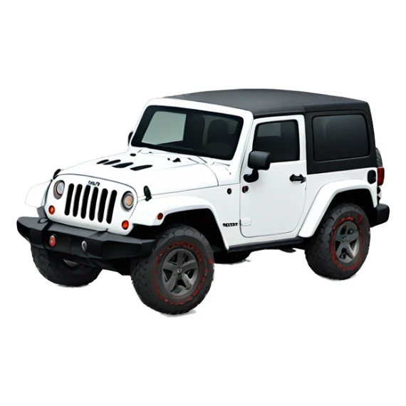 White Jeep Wrangler Rubicon with red accents  sticker