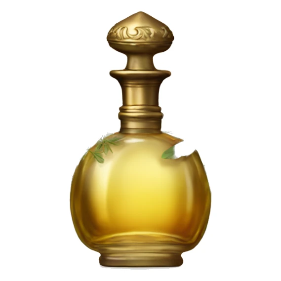 Antique oil perfume bottle with herbal and flowers sticker