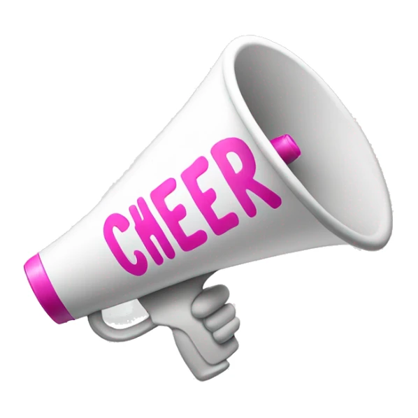 White Megaphone with the word cheer in pink sticker