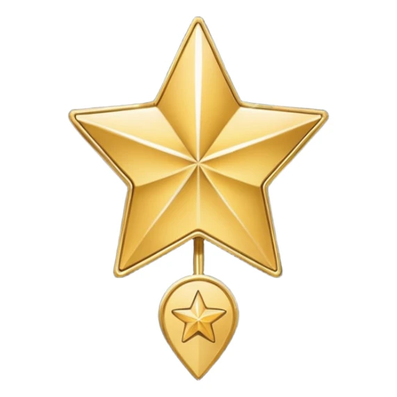 gold map pin with star, luxury feel, premium location, apple style emoji sticker