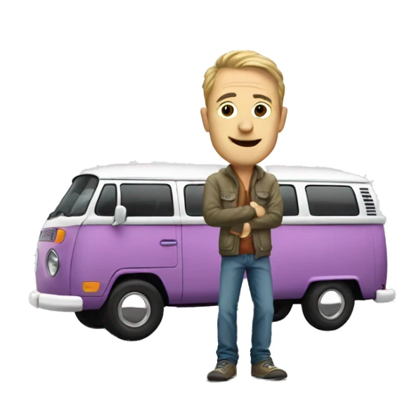 Hip white man with a Volkswagen camper van sticker