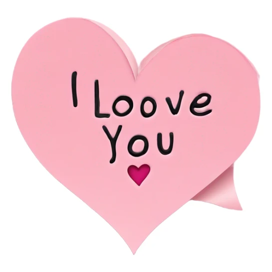 Pink paper that says I love you  sticker