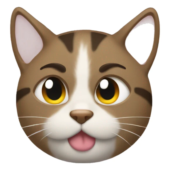 A sleepy emoji with baggy eyes and a cat face sticker