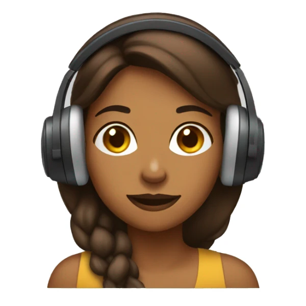 Brown woman nodding her head yes with headphones sticker