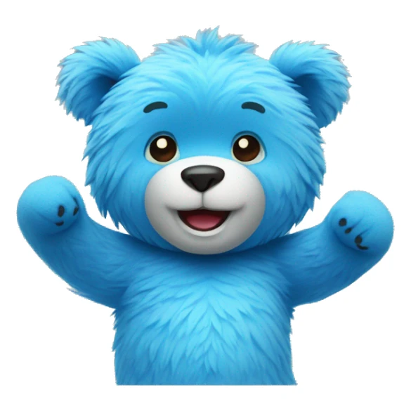 Blue fuzzy bear wearing button shirt and waving sticker