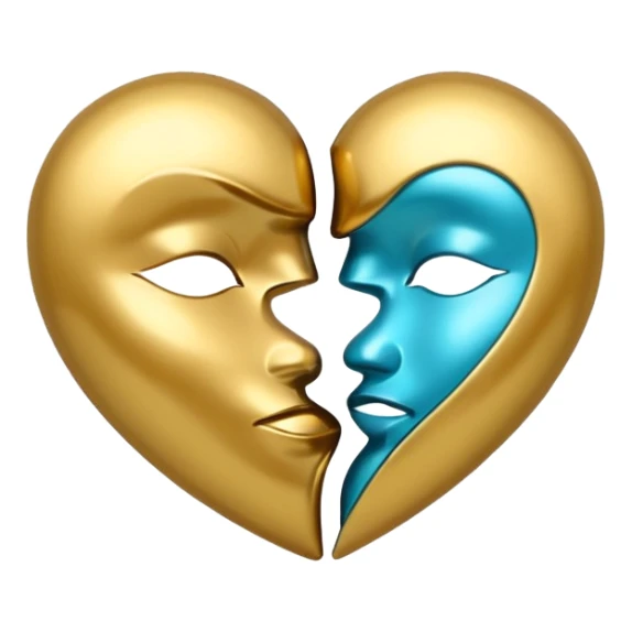 Gold and cyan heart kiss sticker