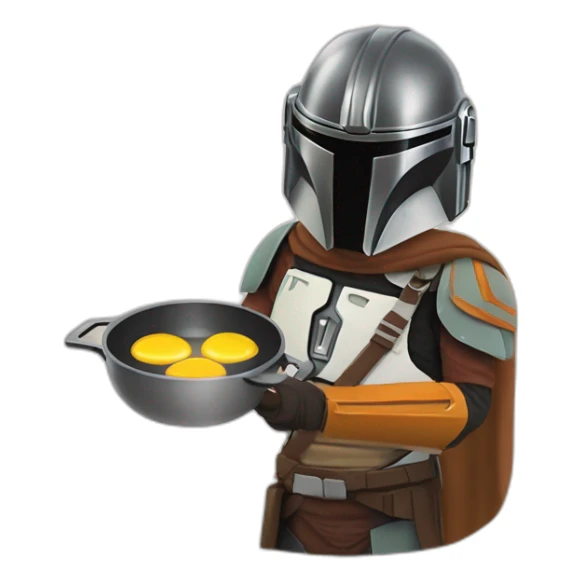 Mando, The mandalorian frying some eggs in a pan sticker