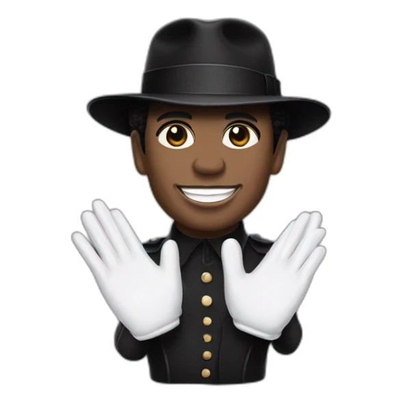 Mickael Jackson with a white glove and his hat sticker