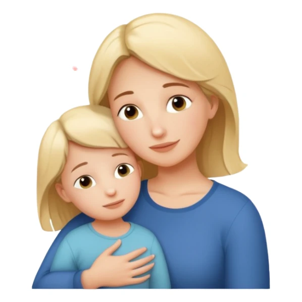 The mother and child should hug each other, and inside the speech bubble, it should say "I love you very much, Mommy" in French. sticker
