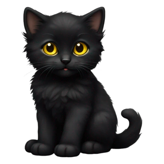 Fluffy black kitten with yellow eyes sticker