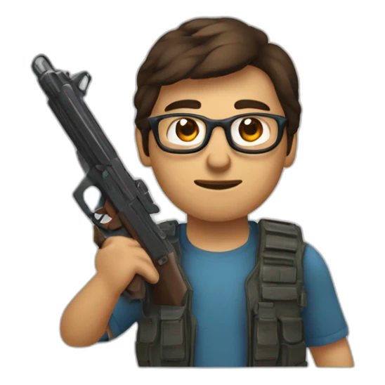 Un mec brun peau brune à lunettes avec un Gun sticker