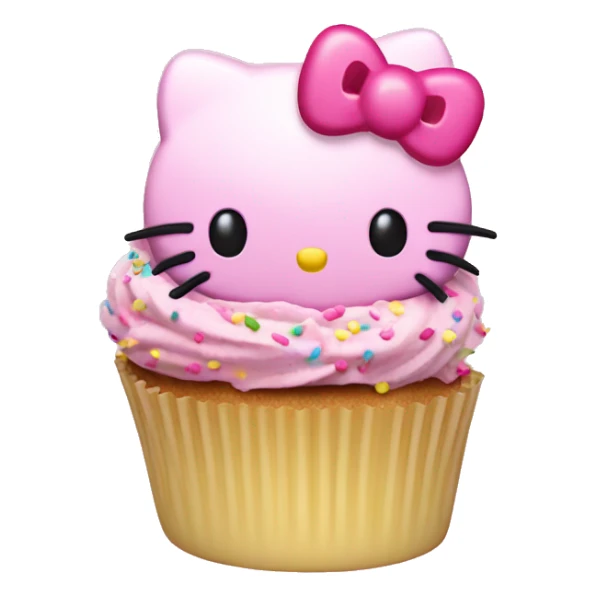 Hello kitty cupcake with pink frosting and sprinkles  sticker