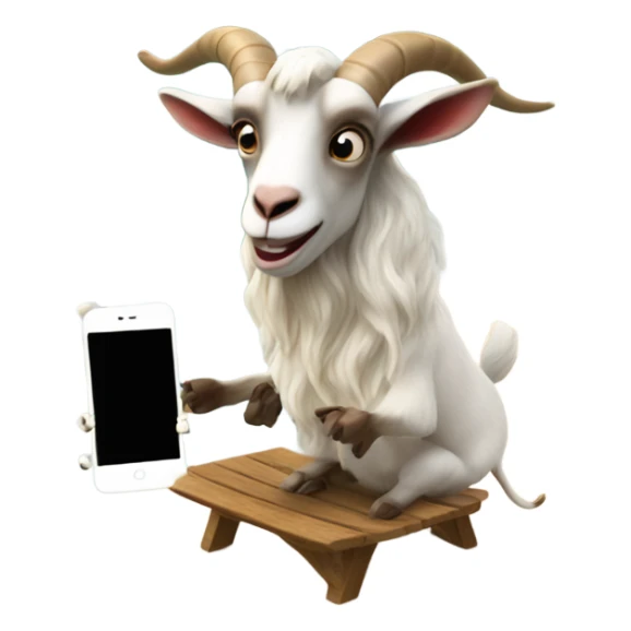 A surfing goat and a goat texting on the phone at the beach sticker