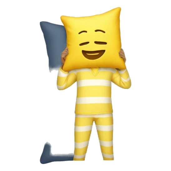 yellow emoji man with pillow head in pajamas sticker