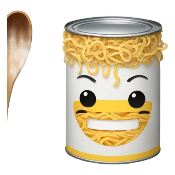 Ramen on the paint can that has cute face sticker