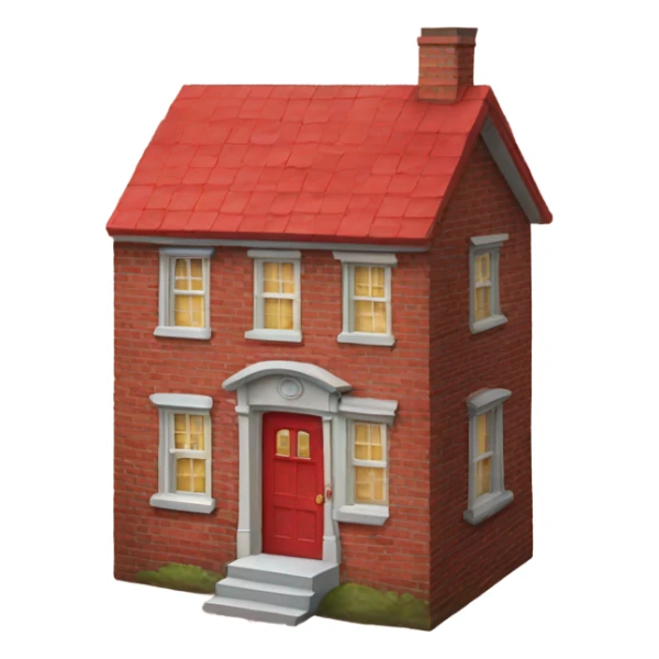 Small red brick house with a red door and one window  sticker