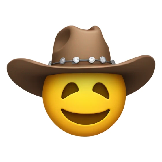 A 3D smiley face with a 3D cowboy hat on top of its head  sticker