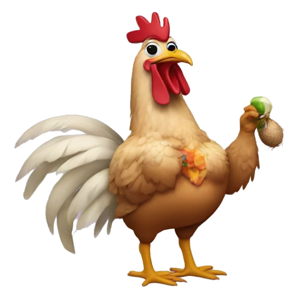 Chicken smoking wearing a coconut bra and crocs sticker