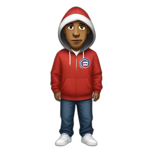 fullbody barack obama wearing supreme hoodie sticker