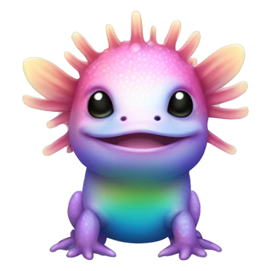 Gradient rainbow shimmery iridescent axolotl full body sticker