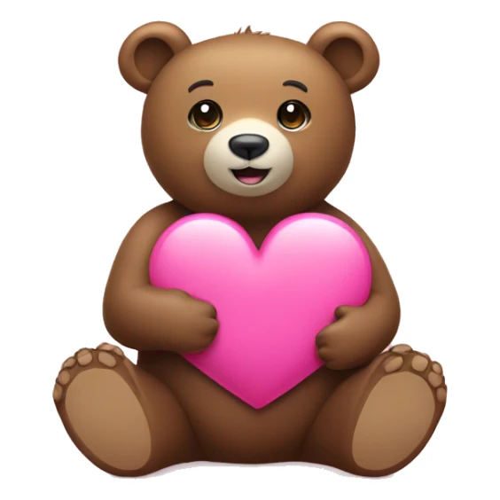Bear sitting next to a pink heart sticker