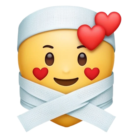 A cute "get well soon" emoji with a heart wearing a bandage sticker