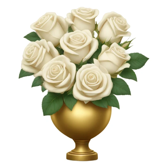 white roses in a golden vase sticker
