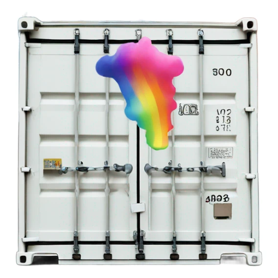container 40 feet with rainbow hair sticker