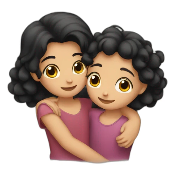girl and boy blackhair hug sticker
