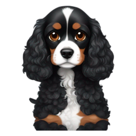 blenheim cavalier king charles spaniel and black mini poodle cuddle each other  sticker