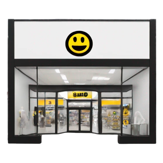 “Exterior of a Winners store with a sleek, modern facade, bold black and white ‘Winners’ sign above the entrance, large glass windows displaying stylish merchandise, and clean sliding glass doors, capturing the look of an upscale discount retail store.” sticker