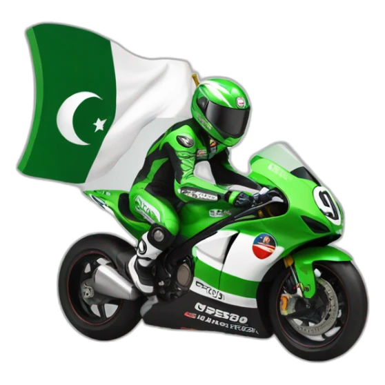 supersport motorcycle guy helmet holding pakistan flag racing motogp sticker