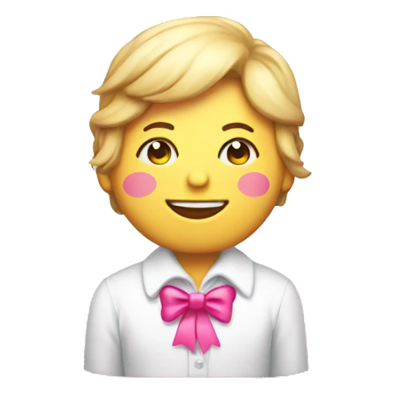 Smiling emoji with pink bow saying thank you sticker