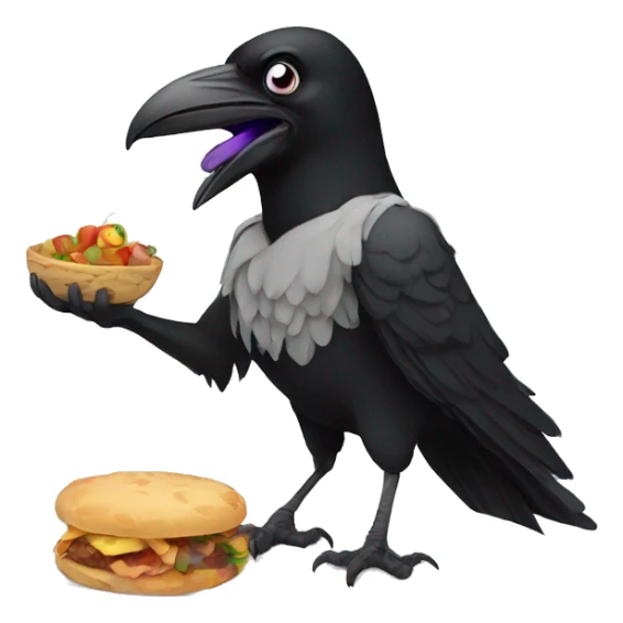 raven eating food sticker