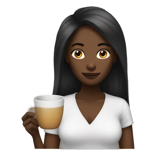 Black woman with longer hair and tea  sticker