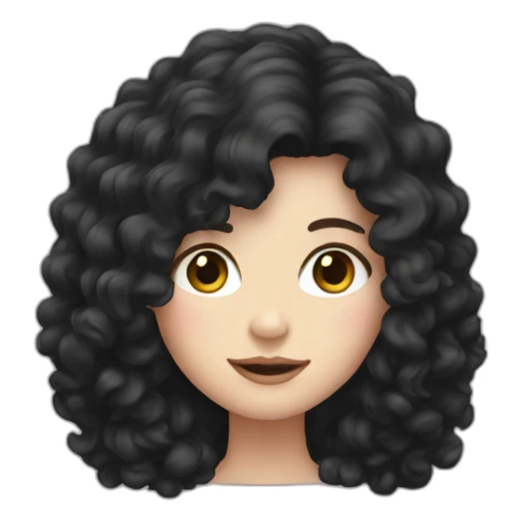 White girl with frizzy long black hair sticker