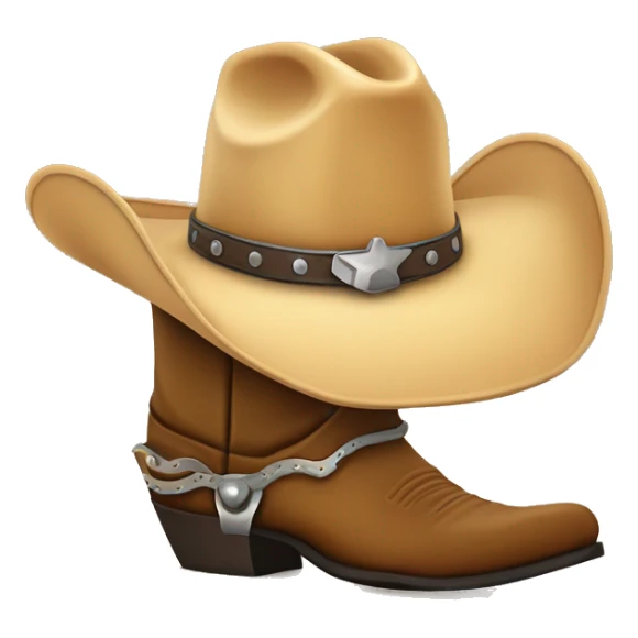 cowboy boot with spurs and a cowboy hat on top sticker