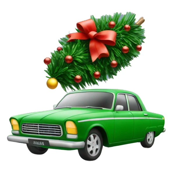 Christmas blsck car with Christmas tree sticker
