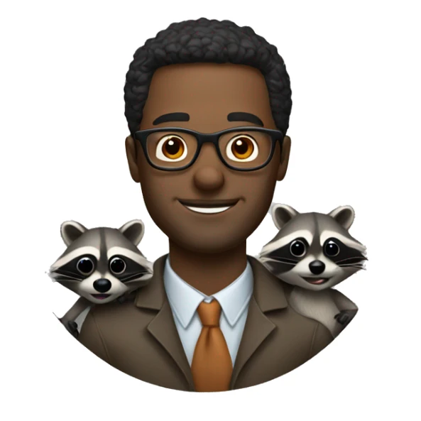 Man with glasses with raccoon sticker