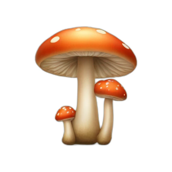 Long shaped mushroom with two circular smaller mushrooms at its feet sticker