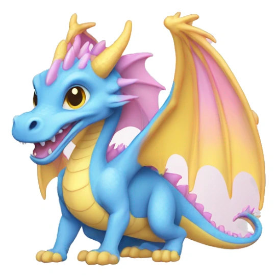 pink, blue and yellow pastel dragon sticker
